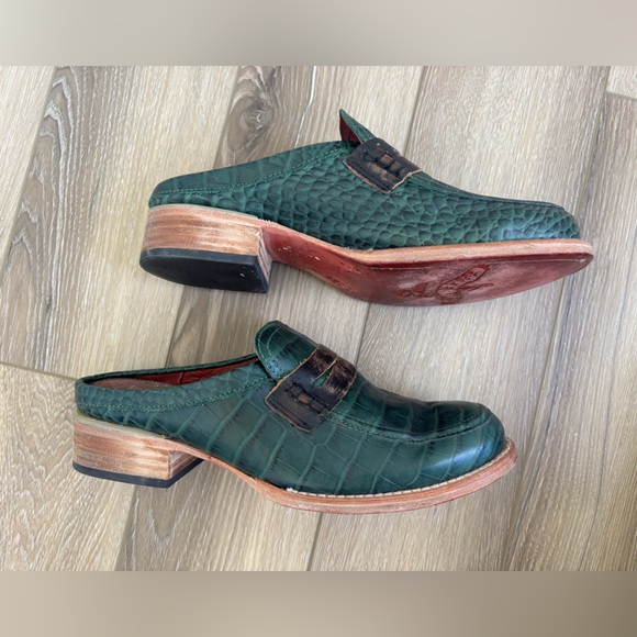 Freebird by Steven Monalisa Green and Brown Leather Mule Shoes Women’s Size 8 - Picture 10 of 14